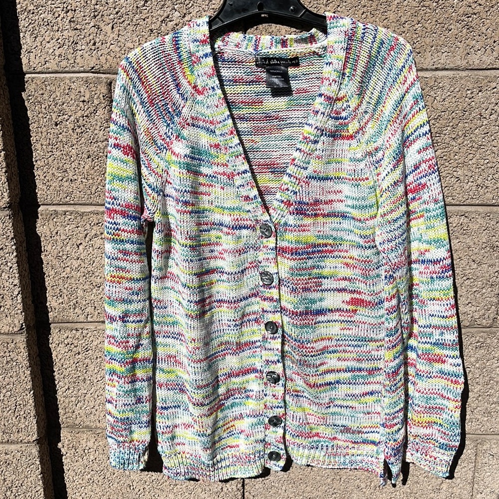 United States Sweaters Multi-Color Confetti Knit Cardigan Sweater Space Dye L